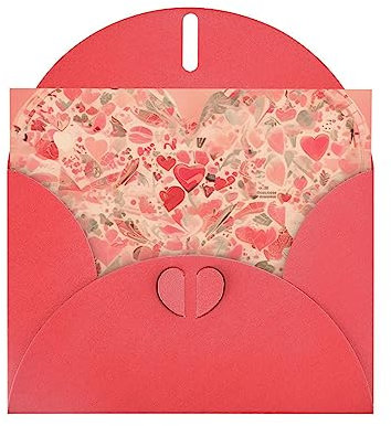 Grußkarte mit roten Herzen, elegante Perlen-Motiv, Papier, für Weihnachten, Segenskarte, Geburtstag, Valentinstag