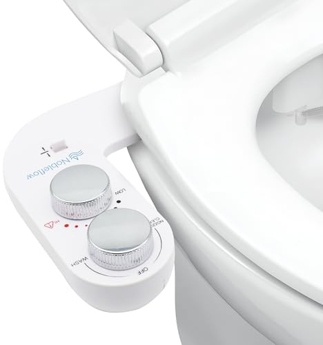 Nobleflow Warmwasser-Bidet-Aufsatz für Toilette - Nicht elektrischer Heiß- und Kalt-Bidet-Zusatz mit selbstreinigender Düse, einstellbarem Winkel und femininer Waschung - Ultradünnes Design