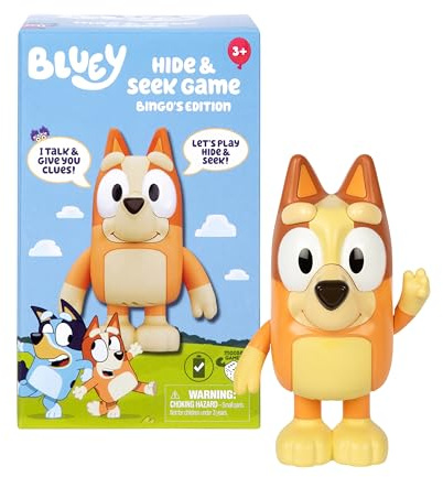 Bluey Game Hide and Seek Electronic Bingo Figure, Articulated, Musical Kids Figurines with Dance Mode, Interactive Toddler Figurine Toys for Ages 3+