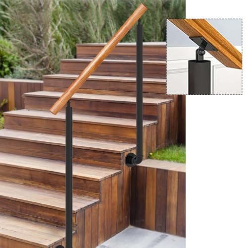 Yopappol Solid Wood Handrail for Outdoor Steps, Angle Adjustable Hand Railings for Stairs, Terraces, Gardens, Outside Railing Safety Wall Mounted Hand Rails(Length 100cm)