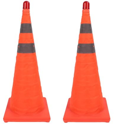 Nutriess 2-pack hopfällbara reflekterande trafikkoner 70 cm höga multifunktionella bärbara trafiksäkerhetskoner Väderbeständiga för användning på parkeringsplatser
