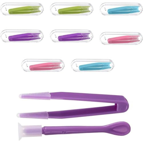 XINCHENG 4 Packs Contact Lens Applicator Kit, Contact Lens Remover Tool, Portable Contact Lens Remover Tools with Tweezers and Suction Stick, Ideal for Travel and Daily Use