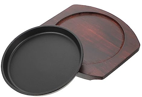 Cabilock Piastra Teppanyaki Ispessita - Padella Antiaderente - Cottura Di Bistecche E Pesce - Vassoio Decorativo in Legno -