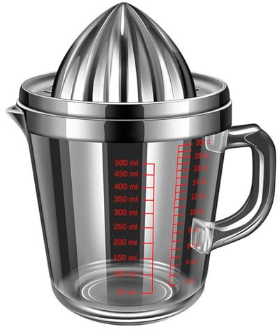 Pasdrucn Spremiagrumi con contenitore da 500 ml, spremiagrumi in acciaio inox, spremiagrumi in vetro, spremiagrumi manuale, spremiagrumi elettrico, spremiagrumi manuale 4 in 1 (A)