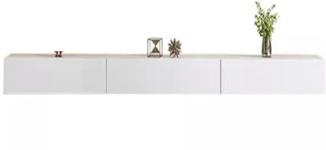 Easnuroz Meuble TV Flottant 150-240cm Meuble TV Suspendu Meuble Tv Suspendu Avec Trou De Cable Meuble TV Mural Etagères Avec Porte Pour Le Salon Centre De Divertissement Mural Console TV Media(blanc,1