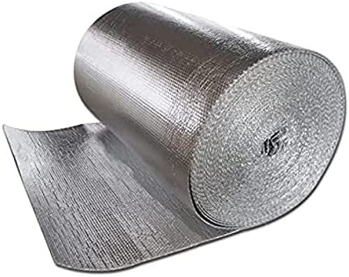 Reflective Insulation Foil Vapour Barrier Self Adhesive for Floors Attics Lofts Walls Ideal for Caravans Garages Greenhouses Sheds Boats and Pet Homes 1m x 10m x 4mm