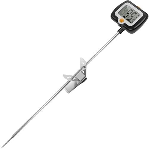 Termometer kök 30 cm lång med hållare stektermometer digital med vridbar display hög precision livsmedelstermometer lämplig för matlagning grillning bakning