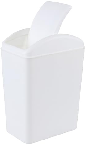 Uumitty Cubo de basura delgado de 20 litros con tapa oscilante, cubo de basura de plástico, color blanco
