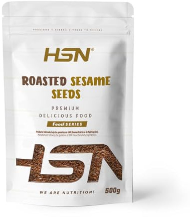 HSN Semillas de Sésamo Sin Pelar Tostadas | 500g | 100% Natural 0% Añadidos | No Incluye Dosificador | No-GMO, Vegano, Sin Gluten