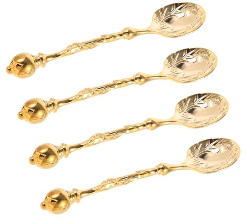 UTHCLO Vintage-Inspired Stainless Steel Coffee and Serving Spoons Set of 4 Smooth Polished Surface for Beverage Mixing and Cake Serving