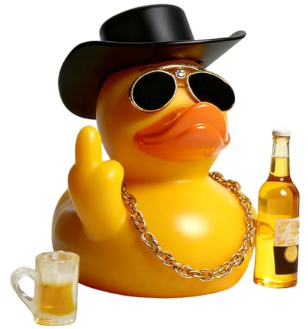 Canard en caoutchouc Décoration de tableau de bord de voiture, avec chapeau haut lunettes de soleil Accessoires mignons, Accessoire sympa pour voiture, pour Tableau de Bord Bureau, Voiture