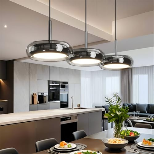 MyLjp LED Pendelleuchten Esstische Dimmbare Hängelampe Glas Anhänger Kronleuchter Schwarz 3 Flammig Hängelampe Höhenverstellbar Verwendet Für Wohnzimmer Esstisch Kücheninsel Büro Hängelampen