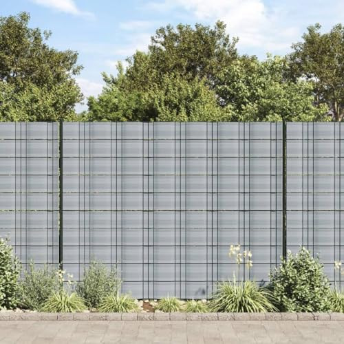 Beetzaun Gitterzaun, Sichtschutzstreifen 10 Stk. Grau 252,5x19 cm PVC für Outdoor Patio Rasen Hof Blumenbeet