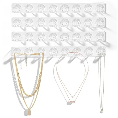 xyuayamz Porta Collane da Appendere, 4 Pezzi Appendi Collane, Portacollane da Parete, Organizzatore di Gioielli per Collana Anelli Bracciali Orecchini, Acrilico, Trasparente