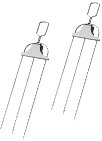 Veemoon Lot de 2 Fourchettes à Rôtir en Acier Inoxydable, Accessoires pour Barbecue, Brochettes à Viande pour Griller Viande et Légumes, pour Repas Extérieur et Rôtisserie
