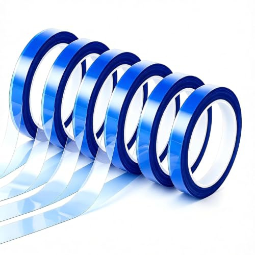 HIKPACKER 6 Rolls Sublimation Heat Tape, 10mm x 33m Heat Resistant Tape | No-residue adhesive, Fexible PET Film, Heat Transfer Tape for 3D Printing, Soldering and Heat Press Use