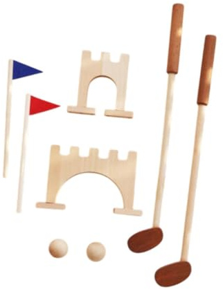 ICDKOYK Set da minigolf per bambini Set da golf 3 a 5 Club per bambini Giocattolo coinvolgente in legno che supporta la forma fisica dei più giovani Kit di simulazione in legno Club per