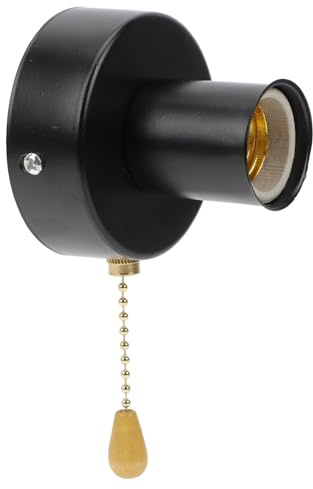 Acero Inoxidable Portalámparas E27, Negro con Interruptor de Tiro | 1 Juego Práctico, Instalación Sencilla, Estilo Retro Simple, para Hogar y Tienda