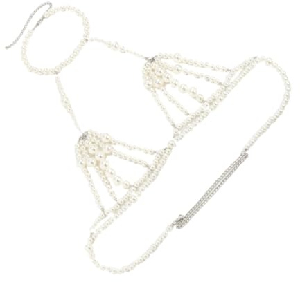 NUOBESTY Chaîne Corporelle Élégante en Plastique Fausses Perles, Multiple Façon de Porter, Accessoire de Bijoux pour Danse et Club, Bijou de Corps pour Femmes