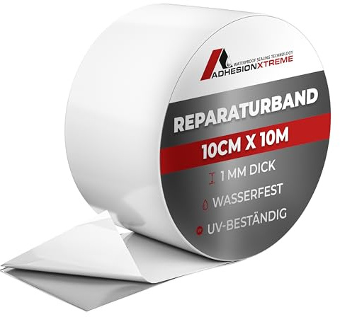 10m x 10cm Reparaturband Weiss wasserdicht Abdichtband Wohnwagen Pool uvm. | Wasserdicht, wetterfest, 10cm breit, temperaturbeständig -30°C bis +80°C, UV-resistent, TÜV-zertifiziert, 10 Jahre Garantie