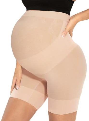 Narcissus Bump Proud Seamless Maternity Shapewear, Mid-Thigh Underwear - Maternity Dress for Baby Shower, A. Nude, M