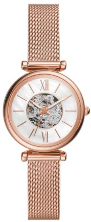 Fossil Carlie Watch for Women, Automatic movement with Stainless steel Mesh Strap
