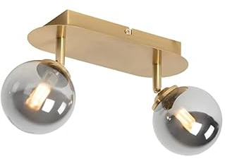 Qazqa Deckenstrahler, Deckenspot - Athens - Gold, max. 28W, Geeignet für LED, 26cm, 2-flammig, Ideal als Wohnzimmerlampe, Küche lampe und