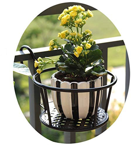 Balkon Hängen Eisen Blumenständer Inländischen Eisen Blumentopf Kleiderbügel Blumentopf Stehen Am Geländer Aufgehängt Innenlagerregal (Color : Black, Size : 22cm)