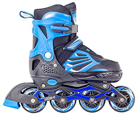 HSGAV Verstellbare Inline-Skates für Kinder mit PU-Blinkrädern, Inline-Rollschuhe für Anfänger mit Lautlosem ABEC-7-Lager, Beleuchtete Rollerblades für Kinder, Jungen, Mädchen,Blau,EU28~33