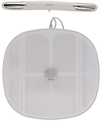 Rilevo Bilancia Pesapersone Bilancia Impedenziometrica Pesa Digitale Monitor della Composizione Corporea Completa con 32 Indici di Peso, IMC, Grasso Corporeo, Bianco App Rilevo Fit