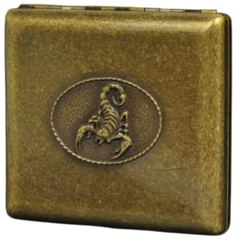 Aibote Bärbar massiv kopparficka bär cigarettbox fodral 20 kapacitet för cigaretter i normal storlek med presentask för män kvinnor rökare (Scorpion)