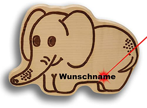 DEKOFANT Frühstücksbrettchen Holz Elefant personalisiert mit Namen