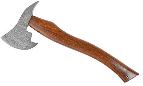 HARGORIM von PAXX-AX + Damaststahl-Axt, Damszener-Axt, Axt mit Rosenholzschaft, Wikinger Axt, Bart Axt, Kampf Axt, Geschenk für Ihn, Herrengeschenk, Vatertagsgeschenk, Beil