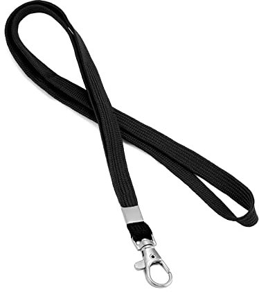 QWORK® 100 Stück Schlüsselbänder mit Drehhaken für Ausweis Namensschild Schlüssel (Schwarz)