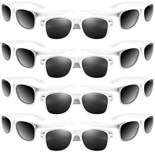 MIAHART 12 Pack Kids Party Sunglasses Bulk Summer Party Favors Retro Glasses for Boys and Girls Birthday Party Supplies, White