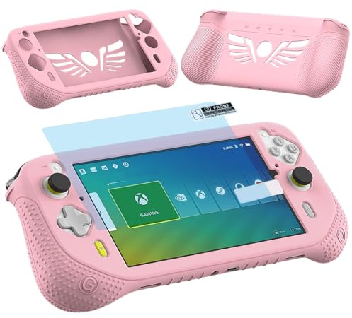 Silicone Cover Case for Logitech G Cloud Gaming Handheld, Protective Skin Sleeve for Logitech G Cloud Gaming Console Screen Film Protector Accessories (Pink Case and Sreen Film) | Protective Skin Sleeve for Logitech G Cloud Gaming Console Screen Film Protector Accessories (Pink)