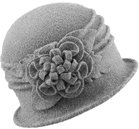 Gajaous Frauen Cloche Hüte Bucket Hat Französische Baskenmütze Vintage Floral Wollkleid Klassischer Hut der 1920s