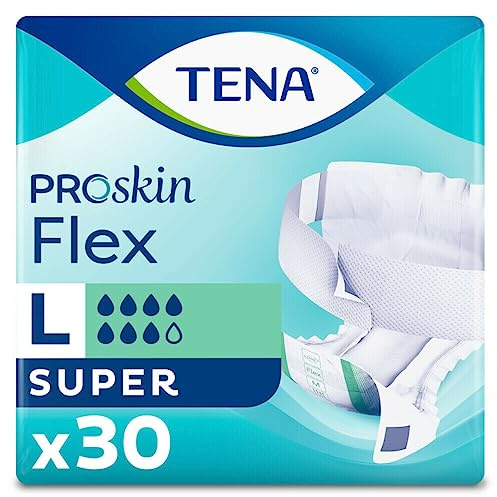 TENA Flex ProSkin Super L Windeln für mittlere bis schwere Harninkontinenz – Urologische, hygienische Inkontinenz-Windeln für Erwachsene (1 Packung, 30 Stück)