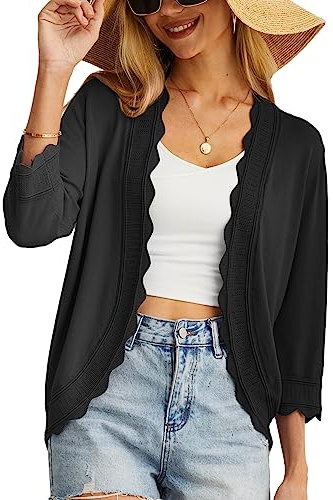 GRECERELLE Womens Summer Cardigan Lightweight Soft Casual Cropped Knit Shrugs Jumper Womens Tops for Dress Summer Evening Wedding