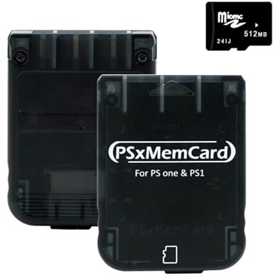 BITFUNX RetroScaler Psxmemcard PS1 Memory Card - Supports Firmware Upgrade and Save Data Game Card, Includes a 512MB Micro SD for & PS One Console