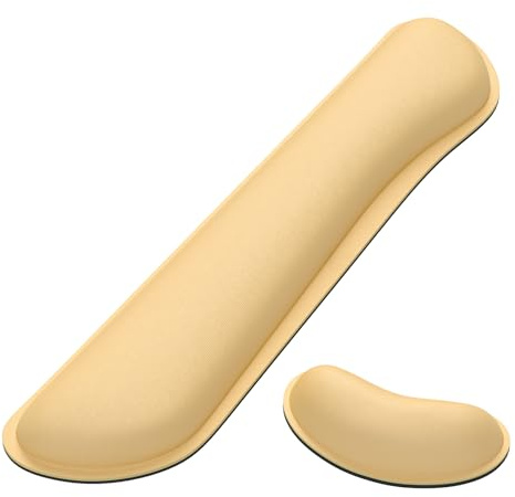 Dapesuom Vergrößertes Tastatur-Handgelenkauflage, Memory-Schaum Handgelenkruhen für Schreibtisch Matten Unterstützung, niedliche Schmerzlinderung Tastatur-Mauspad Resten Set für Büro, Beige