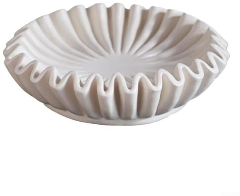 Emiif Ciotola decorativa, ciotola con volant in marmo, ciotole decorative per frutta, decorazione per la , regali di nozze di inaugurazione della (bianco M)