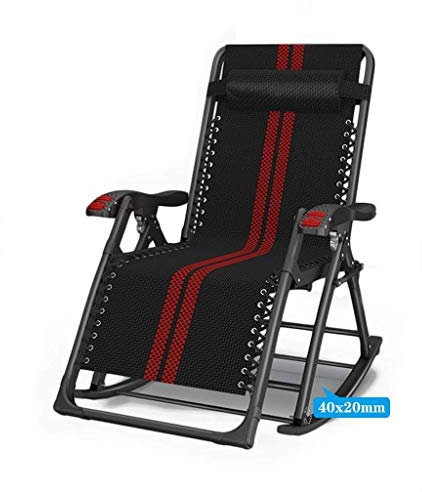 XIUKANGNB Robuster Chaiselongue-Stuhl, Zero Gravity, klappbar, für Bräunung im Freien, Liegestühle, Liegestuhl, robust, für Terrasse, Pool, Deck, Balkon, Strand, Rasenmöbel, Schwarz Safehappy