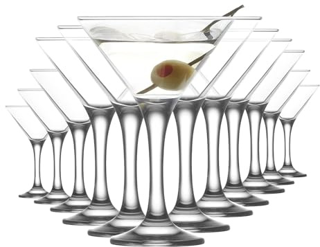 LAV Luxus Martini Gläser 12er Set 175 ml Martinigläser 100% BLEI FREI Spülmaschinenfest Cosmopolitan Gläser, Martini Glasses Set, Cocktailgläser, Party Trinkgläser, Espresso Martini Gläser