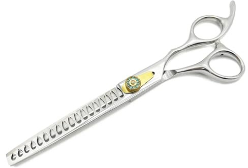 Floraslee Ciseaux de toilettage pour chien - Ciseaux à effiler - Denture double face - Ciseaux professionnels pour poils d'animaux - 21 cm (argenté)