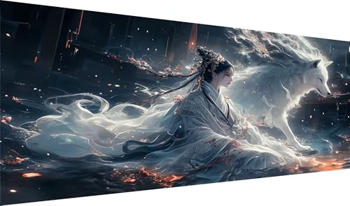 DIY Retro Diamond Painting, Diamant Painting Bilder Wolf Basteln Erwachsene, Diamond Painting xxl 40x90cm 5D Diamant Art Painting, Diamant Malerei Cross Stitch Set für Schlafzimmer Wanddekor S2-289