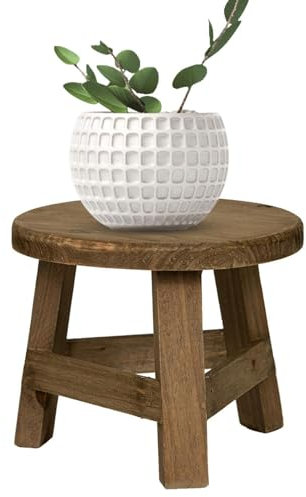 Wood Planter Stand, Round Wooden Stool for Plant Pot Display, Garden Decorative Stand for Home Patio (17.8x17.8x15cm)