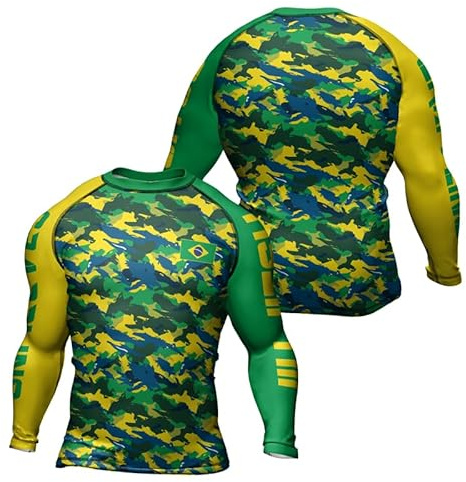 RASHNINJA Patriot Grappling Compression Shirt Men's Long Sleeve Jiu Jitsu Rash Guard MMA BJJ Training (US, Alpha, 4X-Large, Regular, Regular, A6)