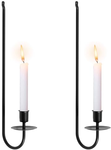 2 st väggljushållare, hängande väggljushållare, svarta metalliska järnljushållare vintage L-formad väggpelare ljushållare väggljusstake hållare för vardagsrum sovrum heminredning