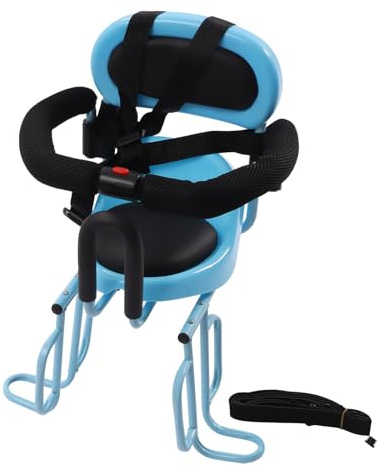 DAOHHFO Siège arrière de sécurité pour vélo enfant, avec pédale et barre de sécurité, pour VTT, vélos de ville, vélos pliants, de 8 mois à 6 ans, bleu